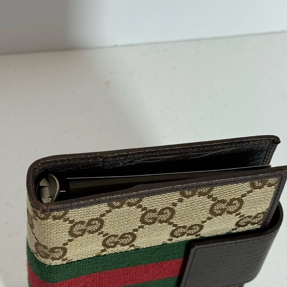 Gucci Beige and Brown Canvas Agenda with Red and Green Stripe - Picture 2 of 14